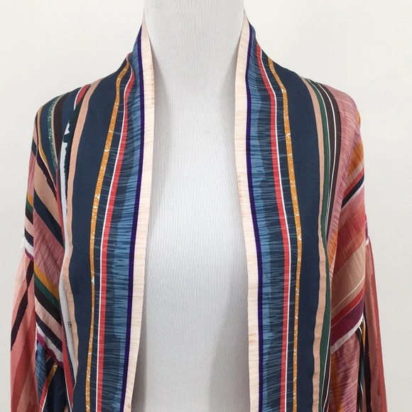 Koton Cream Striped Kimono Jacket Womens 13M 42 Open Front - Picture 2 of 16